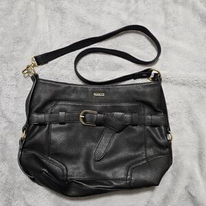 Rosetti Black Shoulder Bag with Gold Accents
